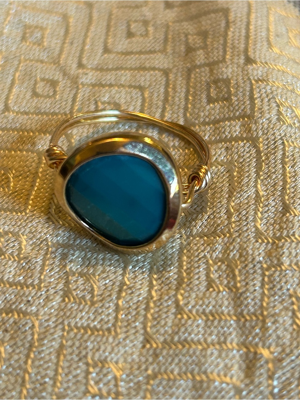 Goldtone Ring with Teal Blue Stone